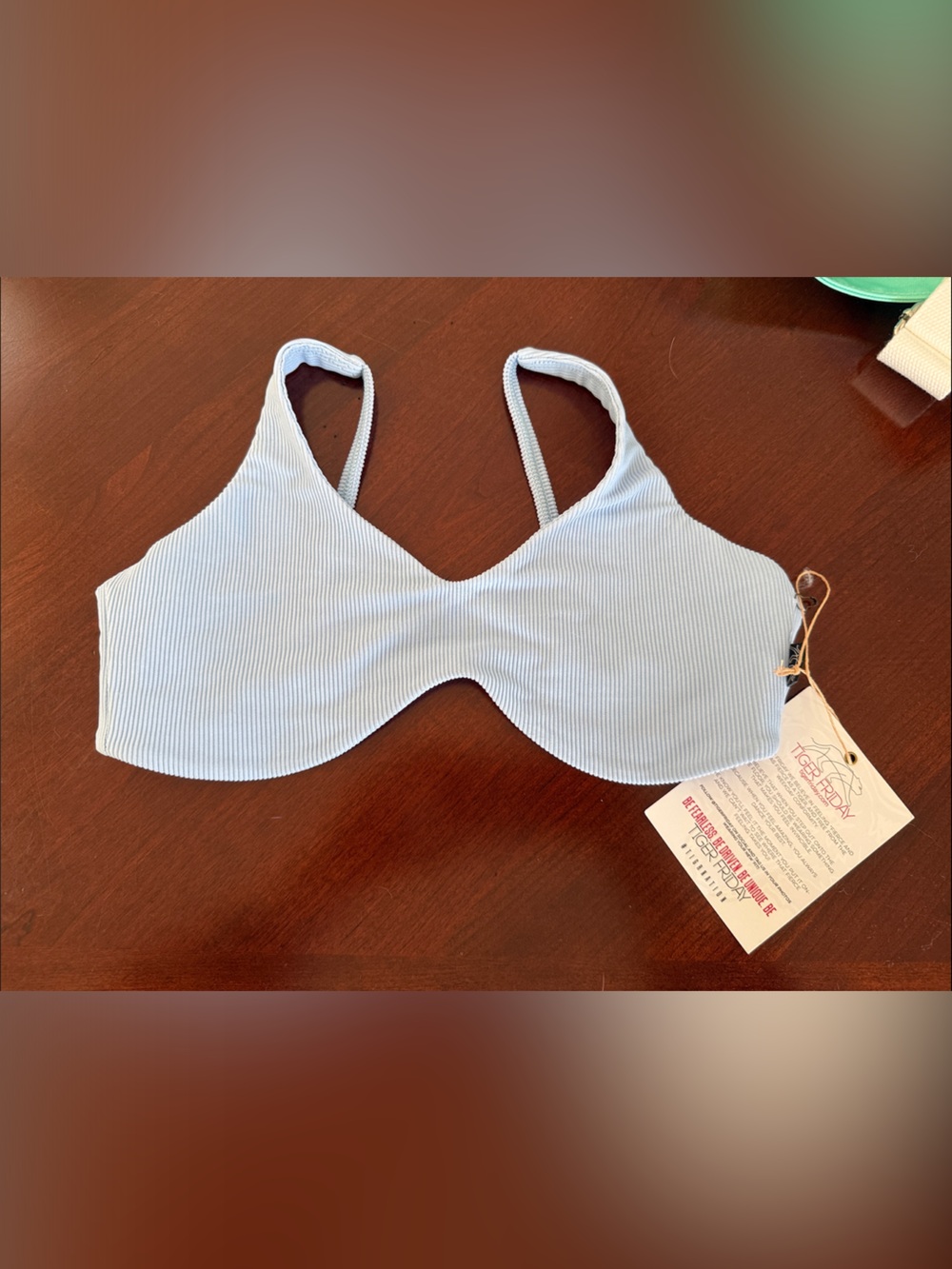 Light Blue Ribbed Underwire Bralette - Unbranded